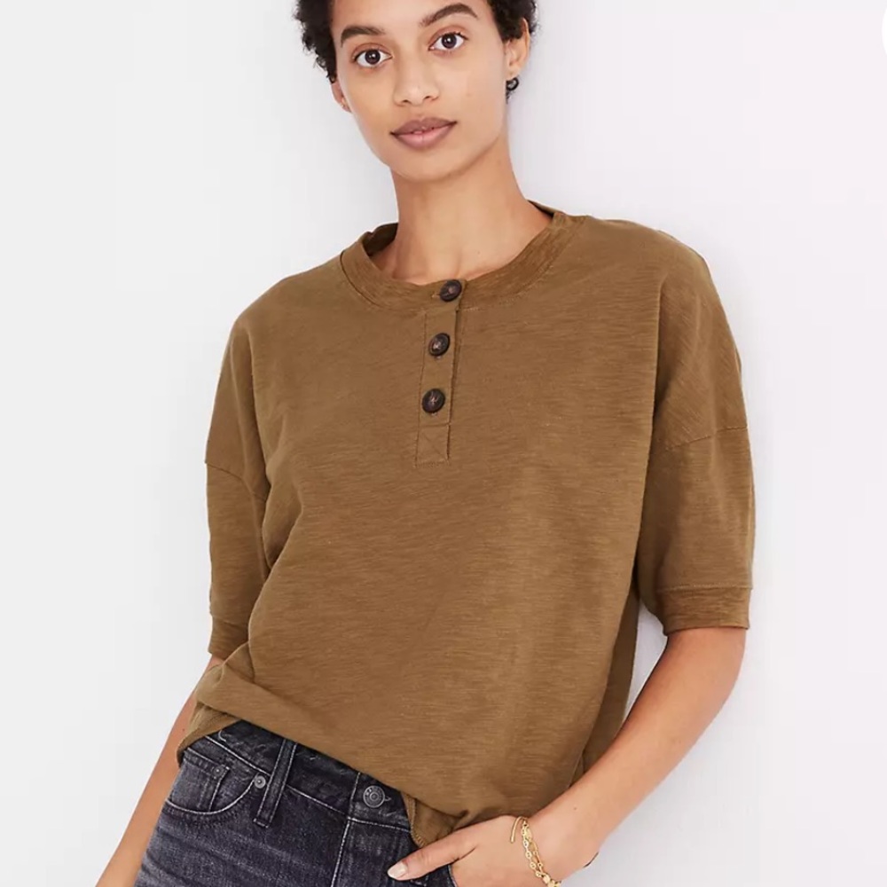 Madewell Raw-Edge Henley Tee